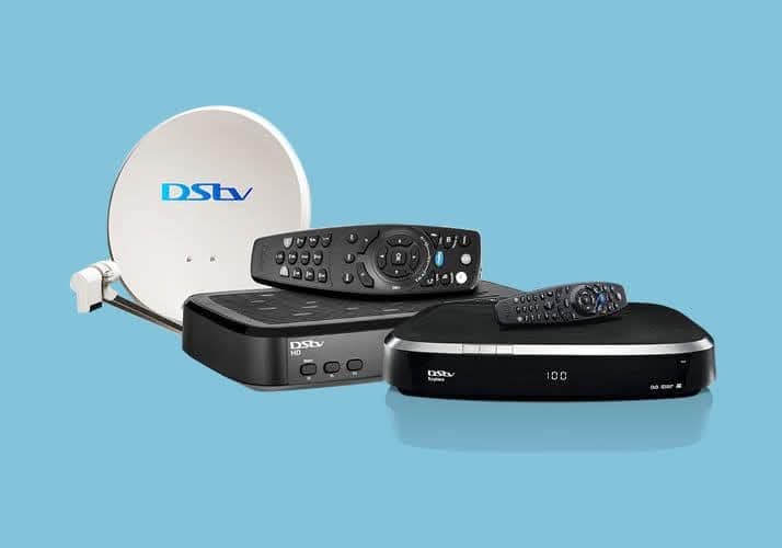 DStv satellite dish, HD and Explora decoders with remotes